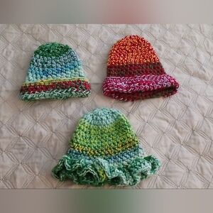 3pc Colorful Handmade Crochet Hats Set #6